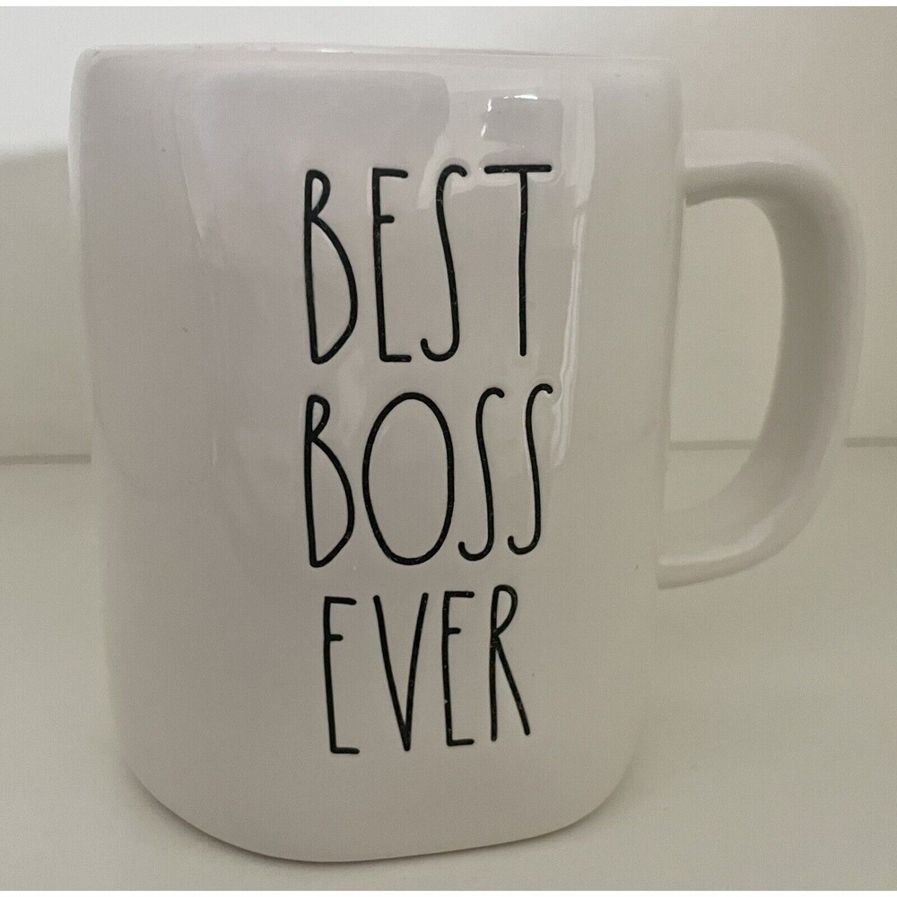 Best Boss Ever Rae Dunn Coffee Mug Artisan Collection White & Black Tea Cup big